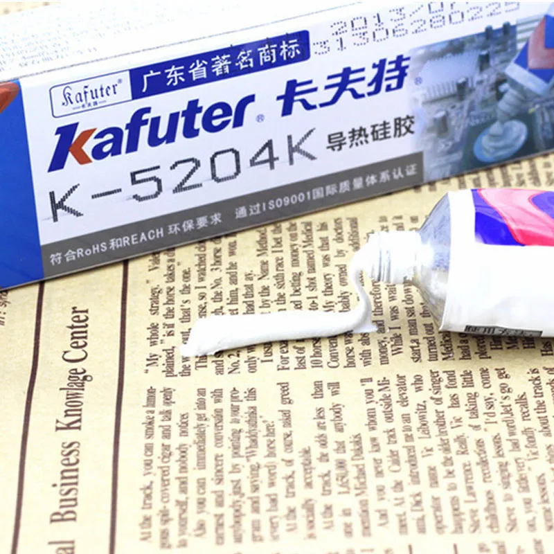 Kafuter 80 г K-5204K светодиодный теплопроводный силиконовый процессор связывающая липкая быстросохнущая термальный крем изгибаемый коэффициент 1,6