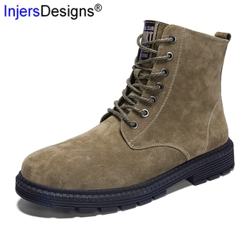 

New Arrival Suede Martin Boots Men Lace-Up Tooling Boots Fashion High Top Casual Leather Shoes Big Size 38-47 Ankle Botas Hombre