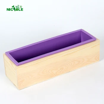 

Flexible Silicone Soap Mold with Wood Box For Homemade Cold Process Soap Making Mould
