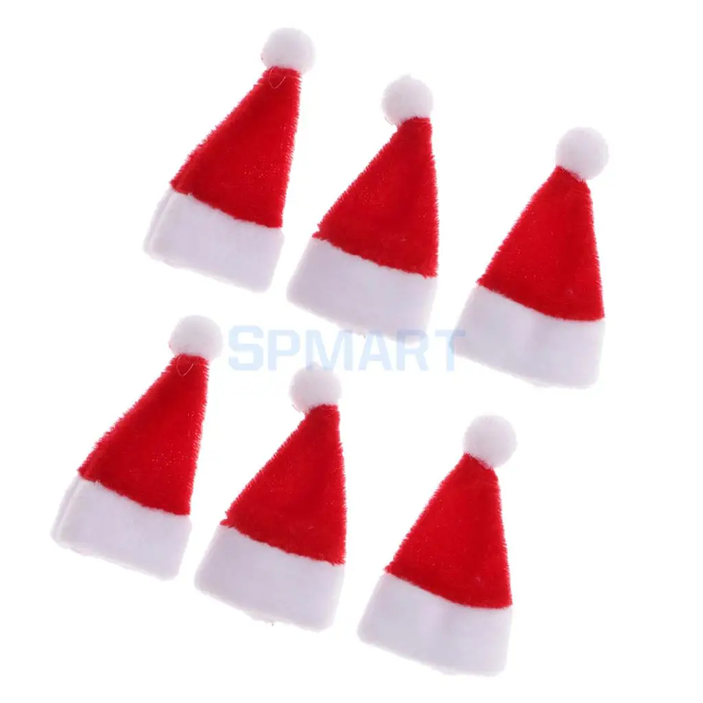 6 Pieces Dollhouse Miniature Christmas Santa Claus Hat 1/12 Scale Dolls House Accessories