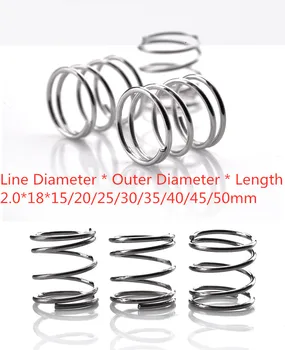 

10pcs 304 pressure spring short compression spring Wire diameter 2.0* outside diameter 18* length 15-50
