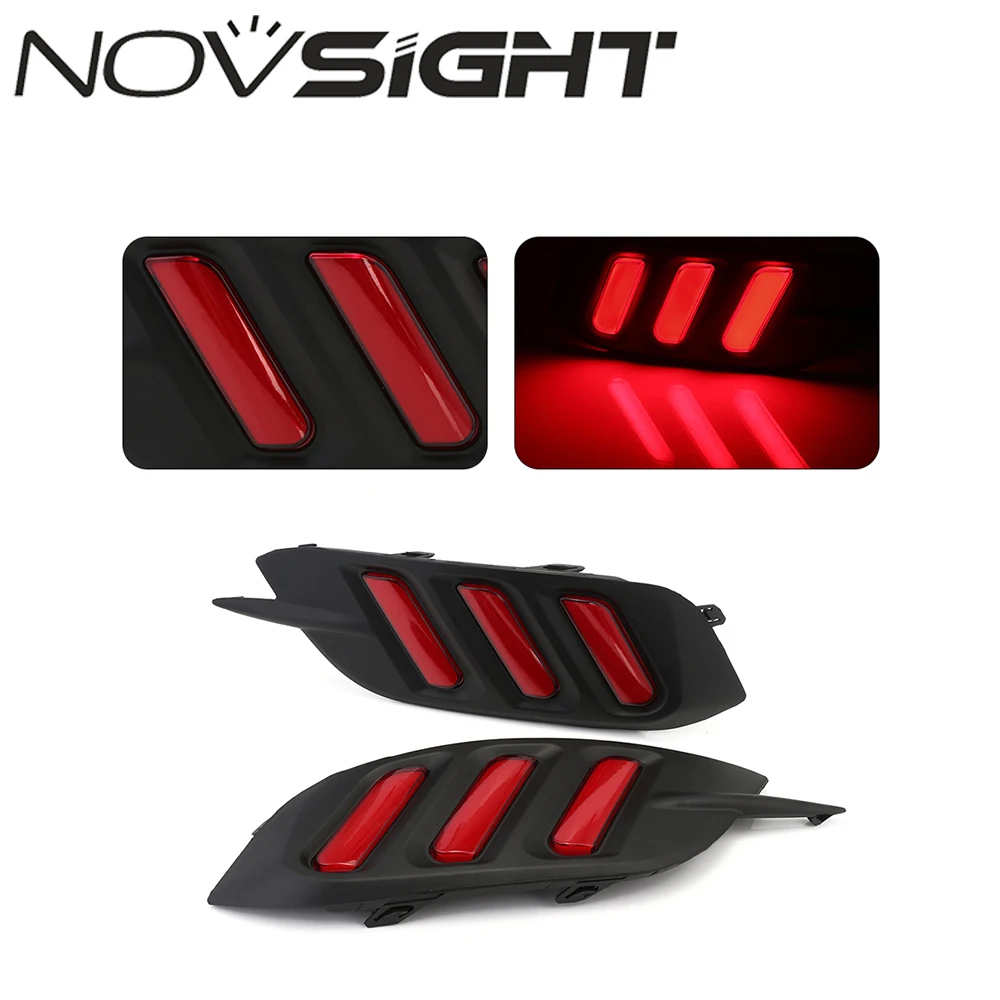 

NOVSIGHT Auto Car LED Daylight For 10th Honda Civic 2016 Mustang Brake Tail Light Rear Bumper Fog Lamp Red D20