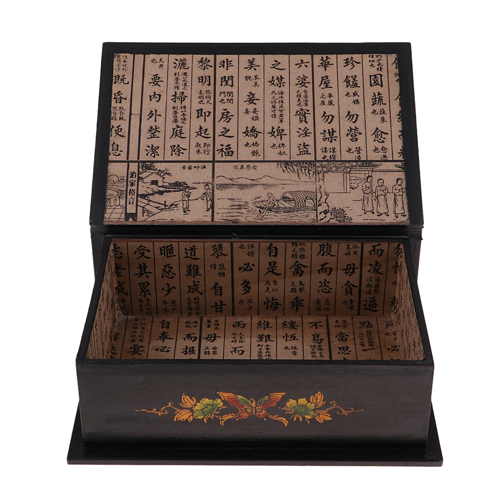 Antique Wooden Handmade Vintage Flower Bird Pattern Organizer Case Box for Jewelry Treasure Storage Holder