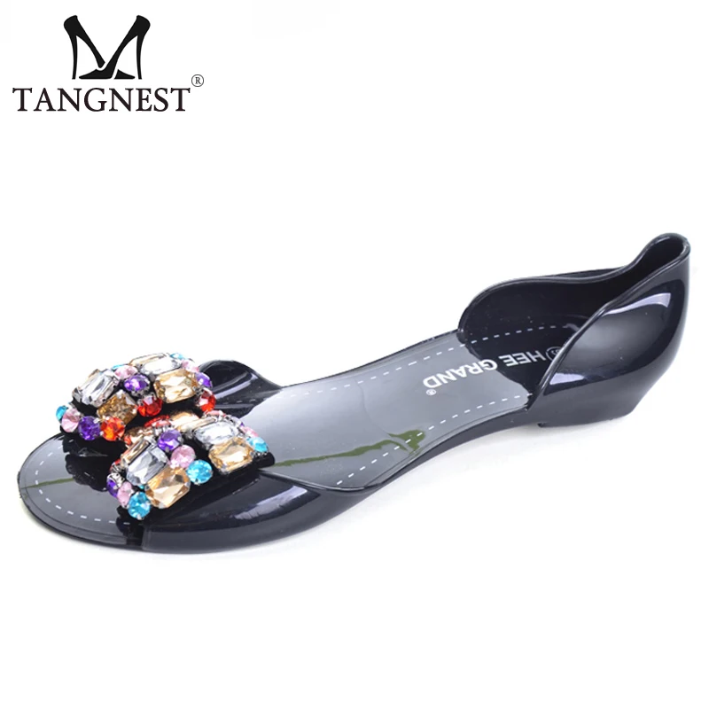 

Tangnest Jelly Shoes Women Summer Crystal Jelly Sandals Beach Slip On D'orsay Flats Casual Bling Slippers Ladies Shoes XWZ3468