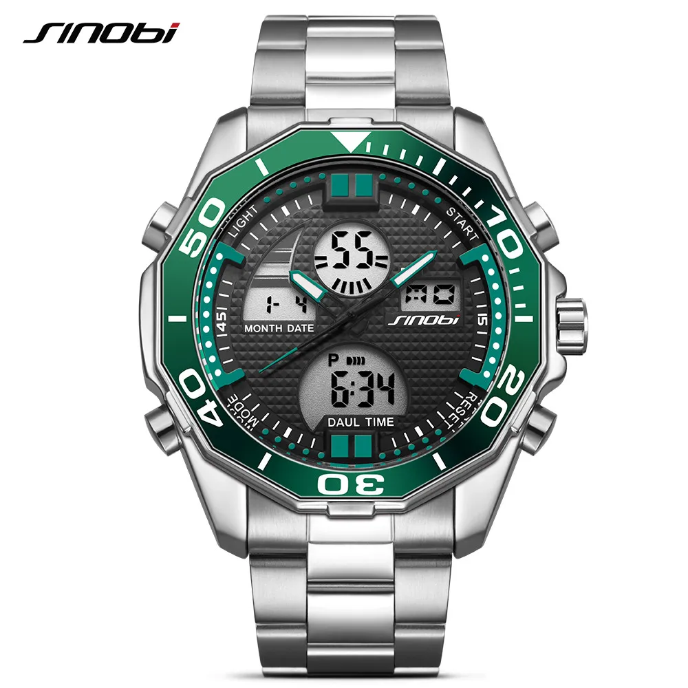SINOBI 2017 Top Brand Luxury Mens Watches Fashion Casual Sport Wristwatch Dual Digital Movt Clock Military