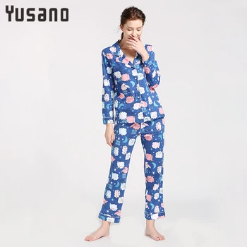 

Yusano Winter Pajama Set Cotton Long Sleeve V-Neck Pyjama Sleepwear Sets Casual Home Clothes Nightwear Pijama for Women Lounge