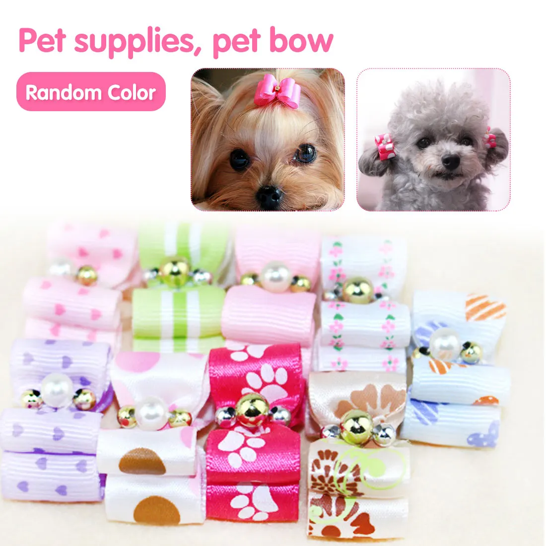 10Pcs Bowknot Cute Dog Rubber Band Handmade Pet Grooming Accessories