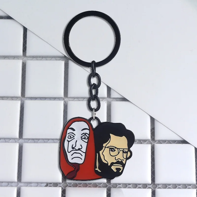 

Salvador Dali Cosplay Props Keychain The House of Paper Keyring Women Men Halloween Gifts La Casa De Papel Key Chain
