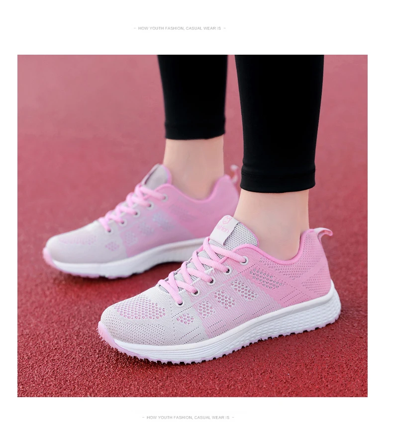 2021 moda feminina tênis confortável malha respirável