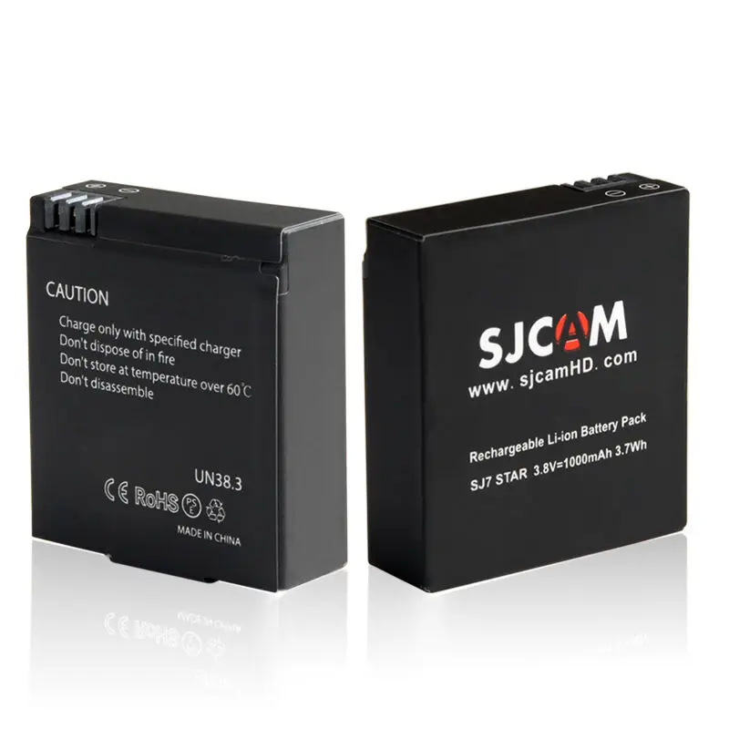 Billig Original 2 stücke Batterie 1000 mah Li Ion Akku + Dual Charger + SJCAM Medium Größe Lagerung Box für SJ7 action Kamera