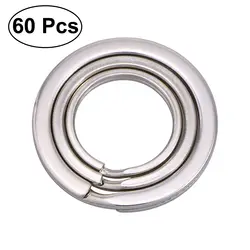 60 шт плоские металлические брелки кольца круглые Сплит сверхпрочные брелоки для рукоделия дома автомобильные ключи организации (серебро)