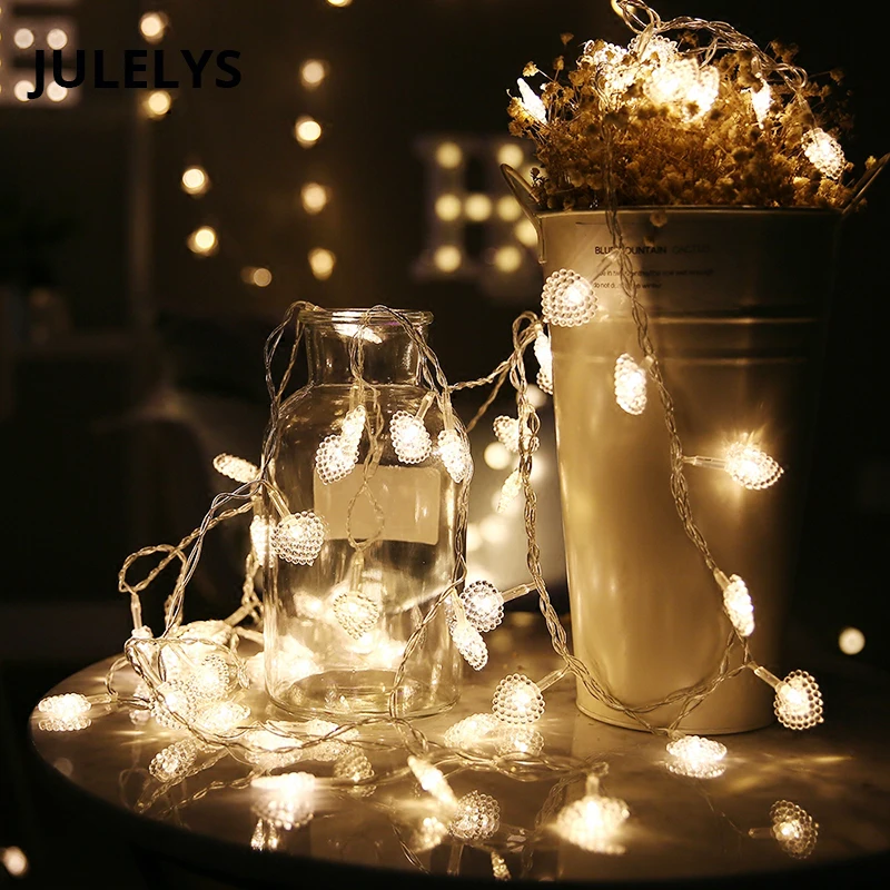 

JULELYS 30M 300 Bulbs Fairy Lights Christmas Garland Festoon Window Heart LED String Lights Decoration For Wedding Holiday Party