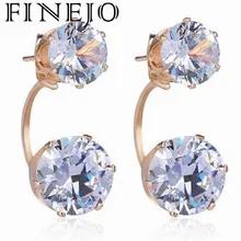 Висячие сзади Модные женские золотые стразы на каждый день креативные серьги-гвоздики геометрический пирсинг пуш-образной формы сзади