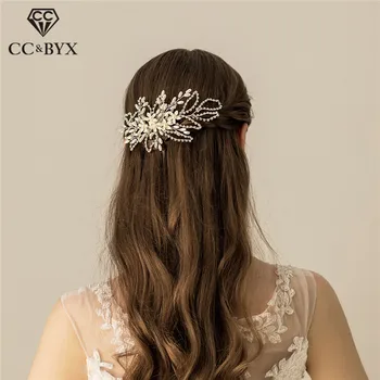 

CC Wedding Jewelry Hair Combs Luxury Engagement Accessories For Bridal Bridesmaids Shine Rhinestone Flower Beads Chain Fine O562