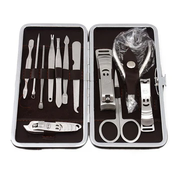 

by DHL or EMS 50pcs Nail Clipper Kit Nail Care Set 12 pcs Pedicure Scissor Tweezers Knife Ear pick Tools Set + 1 PCS PU Box