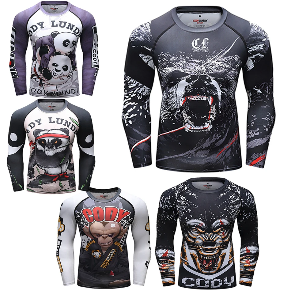 

Mma t shirts Men Rashguard jiu jitsu bjj Muay Thai T shirt Long Sleeve Boxing Gym Clothes Sport Sweater Rashguard Boxing Jerseys