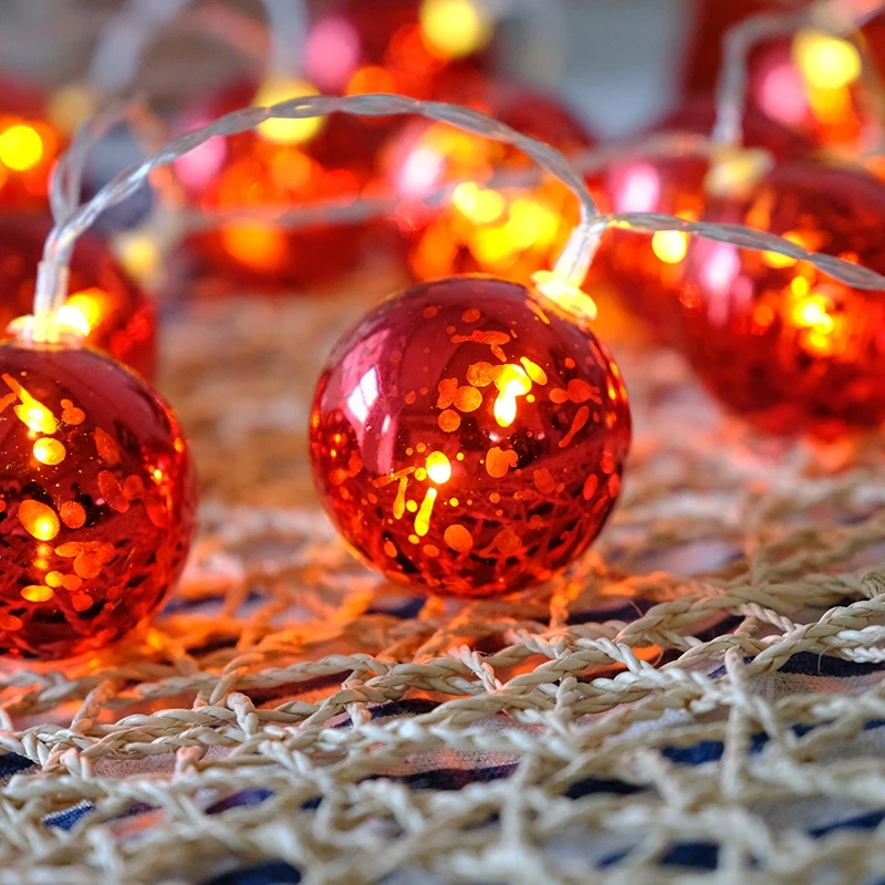 

40Led Fairy 4cm Red Ball Bulb Battery Power String Lights Luminaria 6m LED Decoration For Christmas Garland Wedding gerlyanda