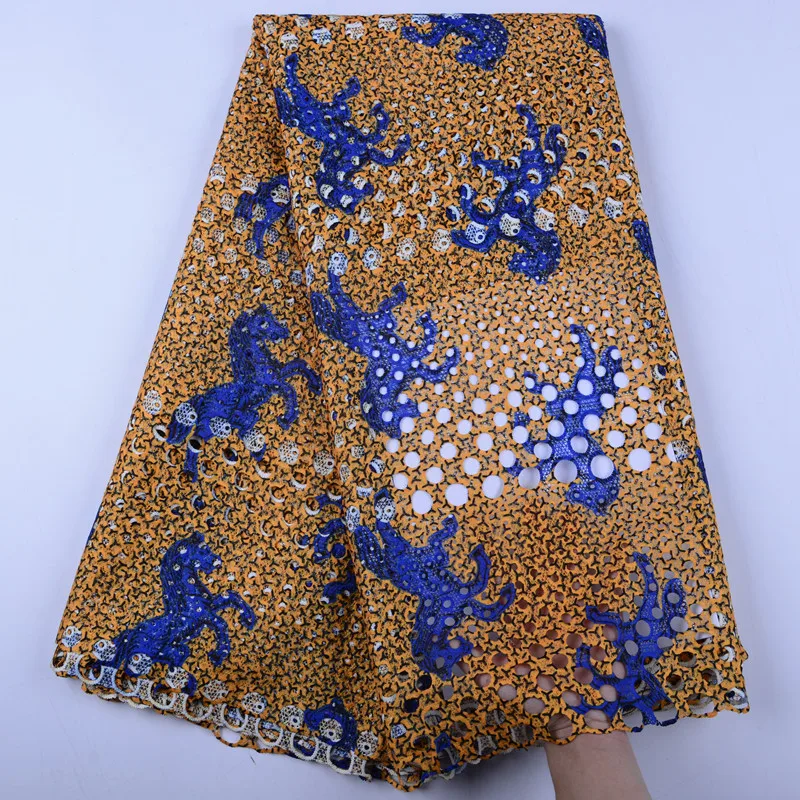 

2019 High Quality Embroidery Guipure Water Swiss African Milk Silk Cord Soluble Print Lace Fabric For Dress Y1440