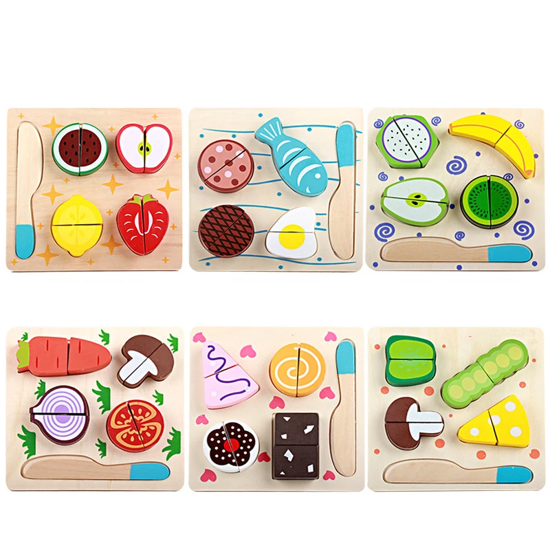 Деревянная игрушка кухонные игрушки вырезанные фрукты овощи десерт детская игрушка для игры в повара еда ненастоящая Игра Головоломка