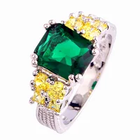 Saucy Women Rings Exalted Green Emerald Quartz 925 Silver Ring Size 8 New Fashion Jewelry  Wholesale Free Shipping