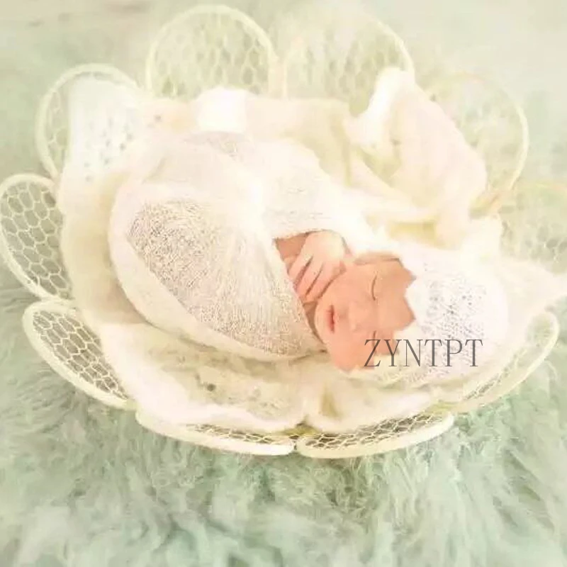 Wool Filler Straw Basket Photo Shoot Stuffer Baskets For Baby Newborn Photography Props Flokati Fotografia Studio Accessories