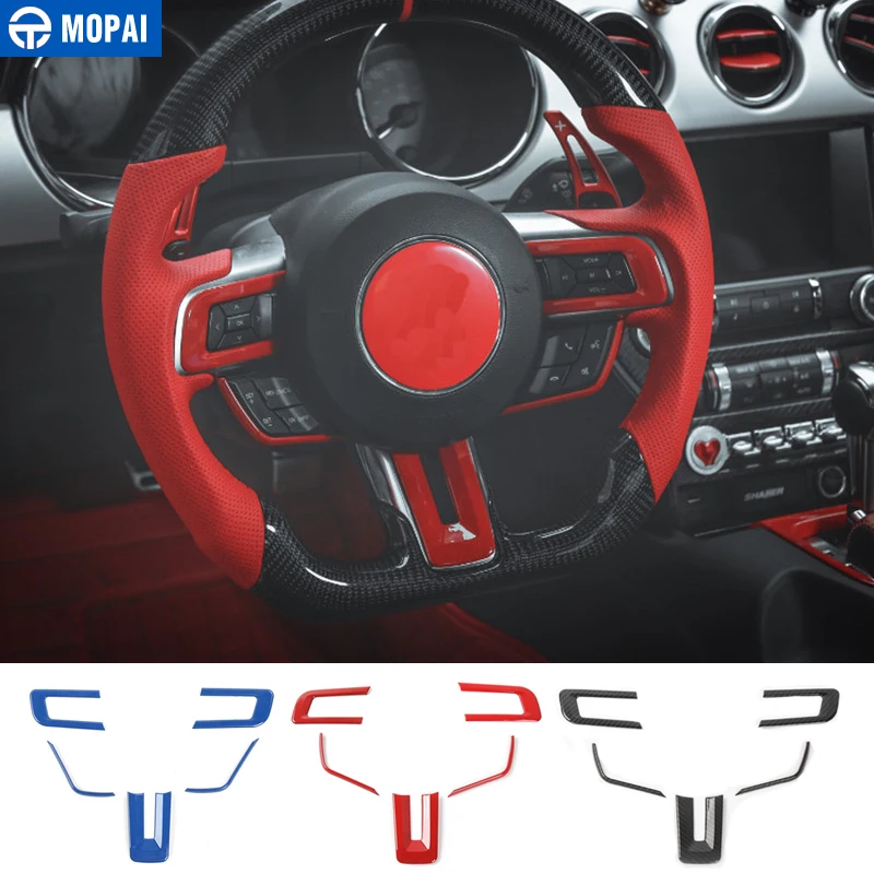 Us 32 82 33 Off Mopai Abs Car Interior Steering Wheel Decoration Trim Cover Stickers For Ford Mustang 2015 Up Car Styling In Gear Shift Collars From