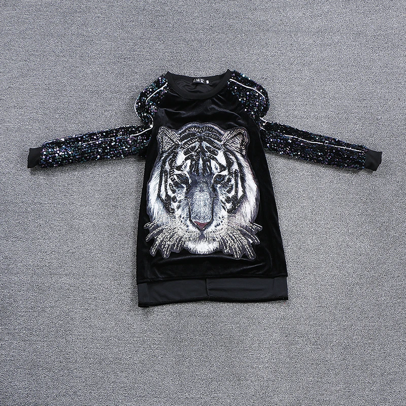 sequin tiger hoodie