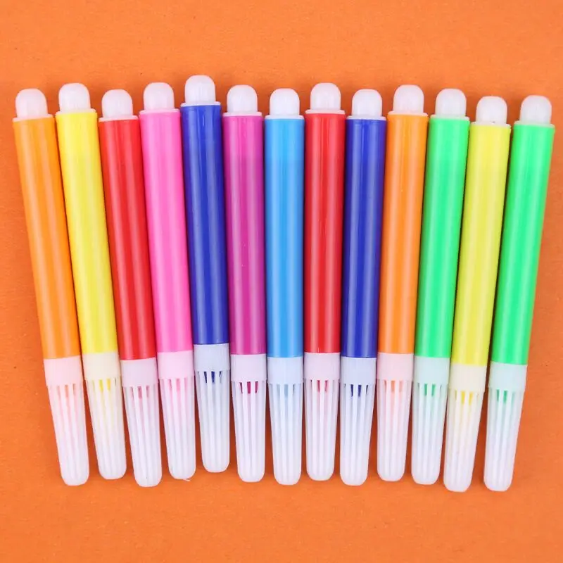

YDNZC 12 Colors Watercolor Pen Marker Pen Painting Water Brush Mini Highlighter Kindergarten Students Non-toxic Children's Pen