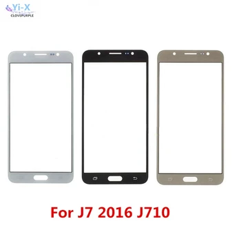 Перейти на Алиэкспресс и купить Сенсорный экран для Samsung Galaxy J7 2016 j710 J710F передняя внешняя стеклянная верхняя линза сенсорная панель экрана