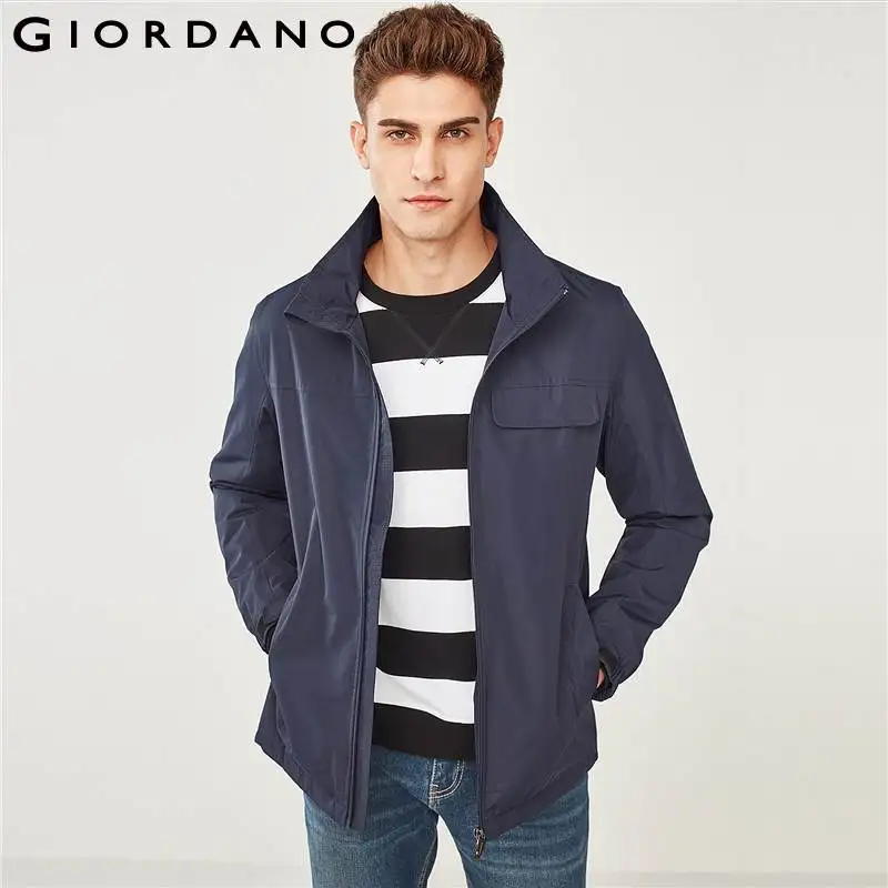 Giordano Men Jacket Men Solid Waterproof Stand Collar Jacket Mens Warm ...