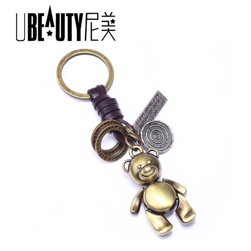 

New arrival Women Metal Teddy Bear Doll Key Chain Creative Gifts Bronze Keychain Key Ring Trinket