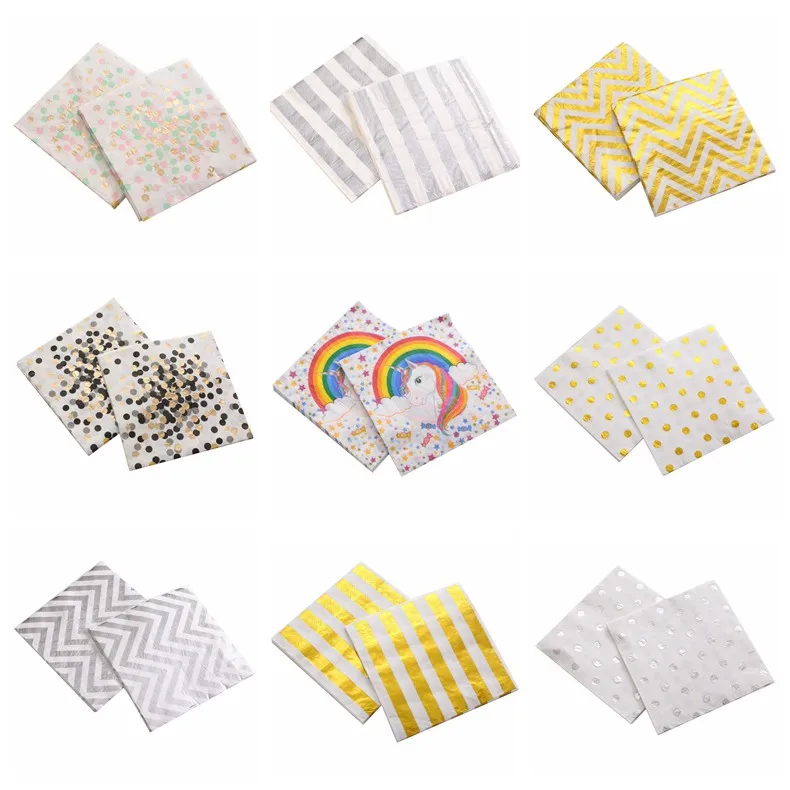 

100 PCS/Pack Gold Wave Paper Napkin Party 100% Virgin Wood Paper Napkin For Wedding Baby Birthday Home Decoration Supplies