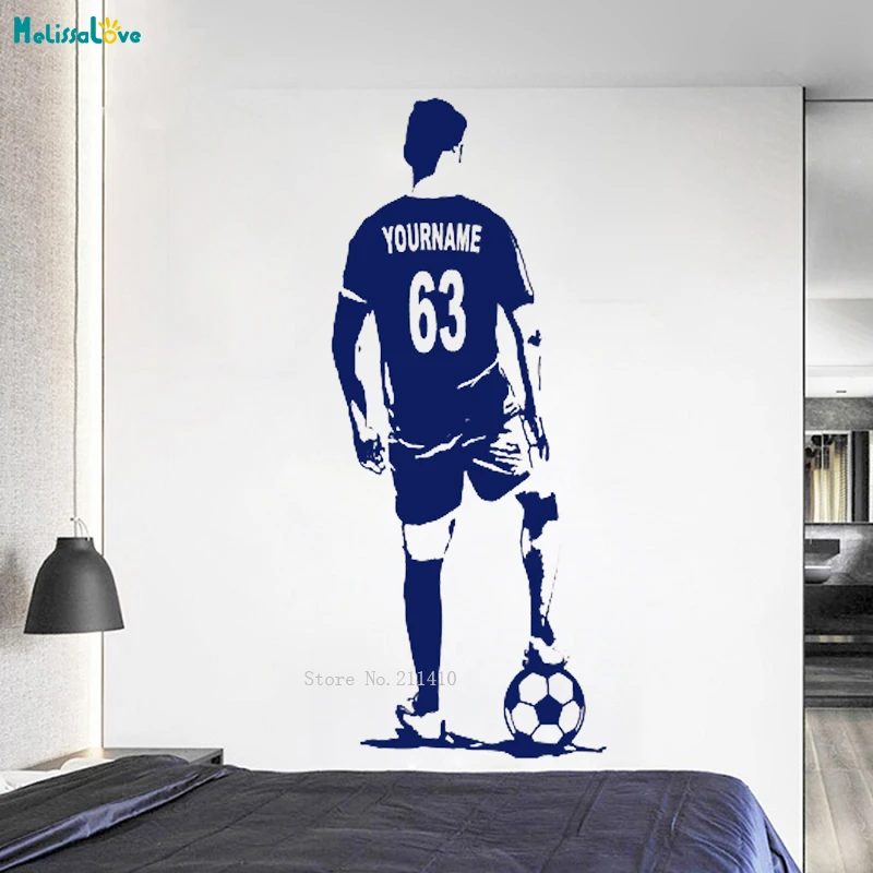 Personalised Football Shirt Custom Name & Number Wall Sticker Boys Kids Bedroom
