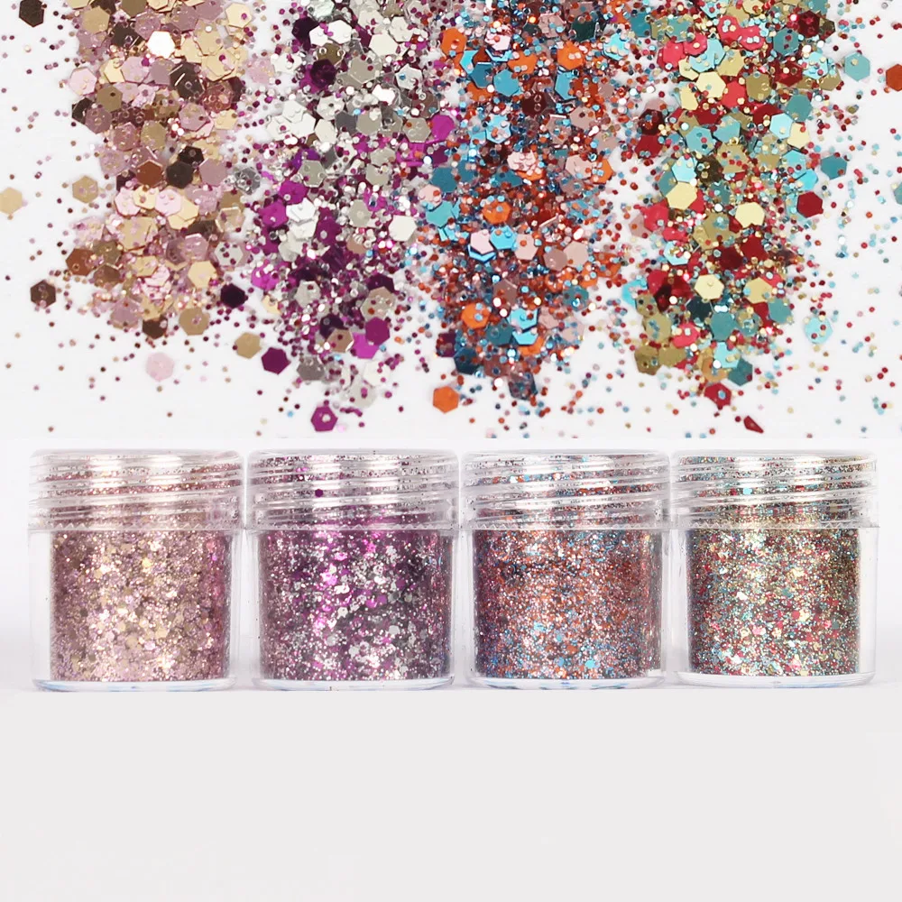 

10ml/Box Pink Rose Nail Glitter Powder Sequins Mixed Nail Sparkles Shiny Glitter Dust Powder Nail Art Decorations Nail Too