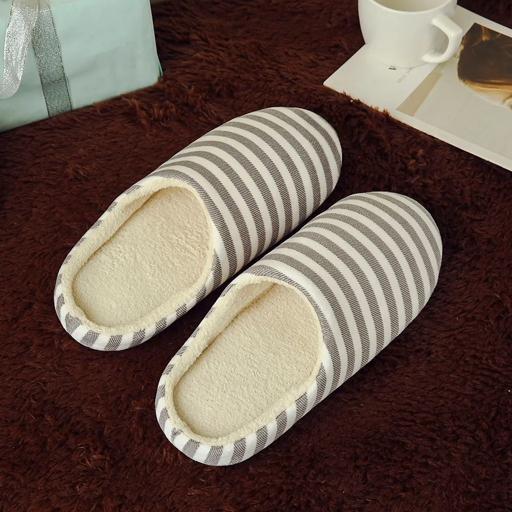 Sleeper#501 NEW Women Men Warm Striped Slipper Indoors Anti-slip Winter House Shoes casual home ladies hot Free Shipping