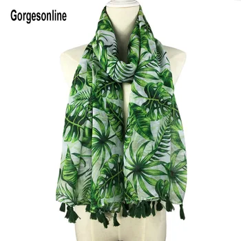 

2018 latest style fashion women shawl 100% viscose hijab bright color spring Printing cotton long scarf