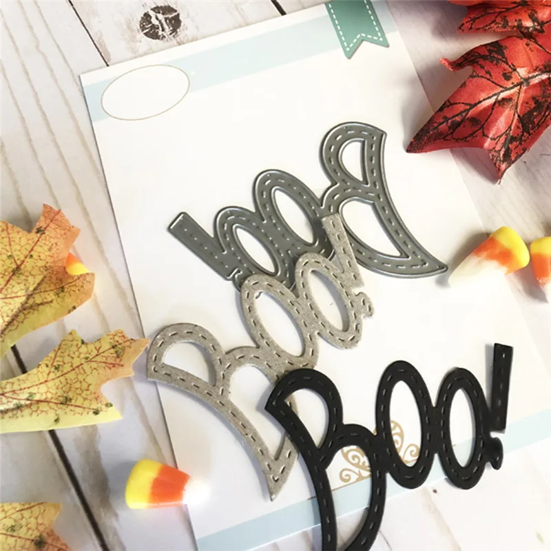 

GJCrafts Boo Letter Dies Word Metal Cutting Dies New 2019 for Card Making DIY Scrapbooking Embossing Cuts Stencil Craft Dies