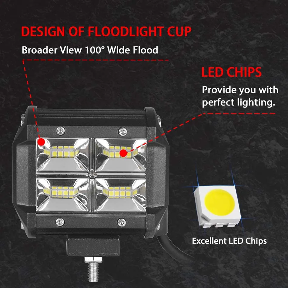 RACBOX 4 дюймов широкий прожектор светодиодный рабочий светильник противотуманная фара для Jeep ATV UTV UAZ UTE 4x4 KAMAZ offroad 12 В 24 в автомобильный Стайлинг