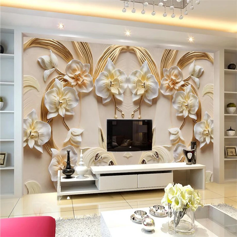 Beibehang обои 3d фреска на заказ гостиная спальня украшения дома 3D фаленопсис рельеф песчаник тиснением обои