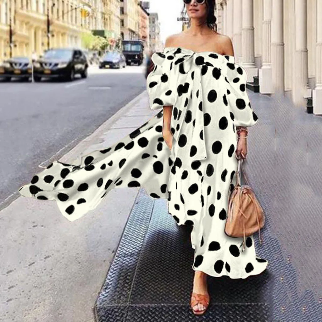 Plus Size Summer Maxi Dress 2019 Women Off Shoulder Lantern Sleeve Long Dress Party Dresses Woman Party Night Elegant Dress
