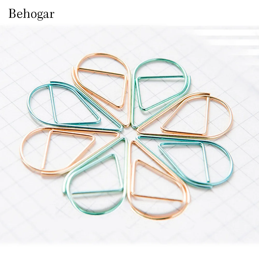 

Behogar 90pcs Funny Kawaii Multicolor Drop Shape Metal Paper Clips Desk Accessories for Bookmark Office School Supplies Decor