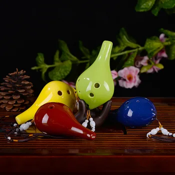 

Ceramic Ocarina Flute 6 Holes Alto C 4 Color Professional Porcelain Ocarina Kiln-fired Handmade Ocarina Kids Gift