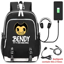 Рюкзак DIOMO Bendy and the Ink Machine, рюкзак для ноутбука с зарядкой через usb для подростков, мужской рюкзак для путешествий, студенческий рюкзак, милые школьные сумки