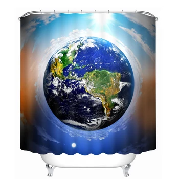 

Earth Mother 3d Shower Curtains Blue Planet Pattern Bathroom Curtain Waterproof Thickened Bath Curtain Customizable