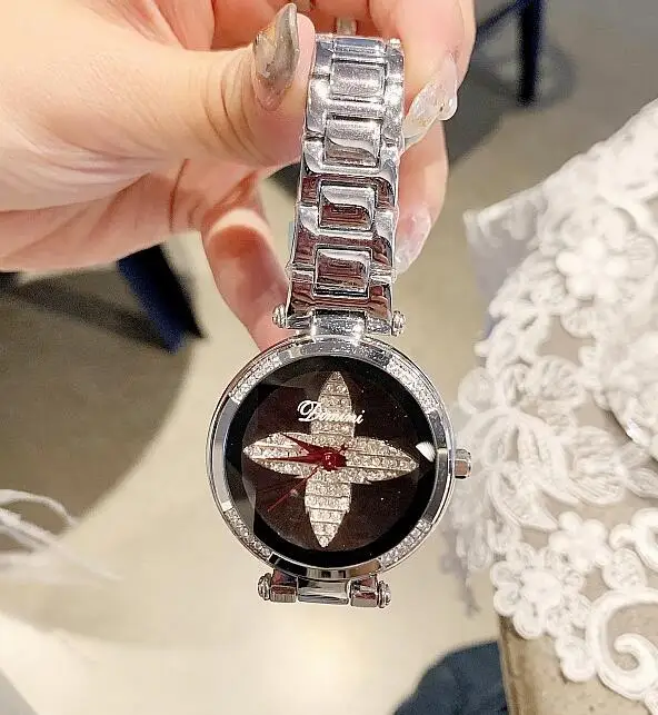 Для женщин роскошный подарок кварцевые часы модные блестящие Повседневное женские часы кварцевые золотые часы С кристалалми и стразами для Для женщин часы - Цвет: silver