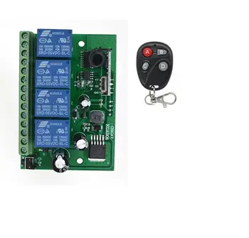 

Wireless AC/DC12V 24V 36V 4CH 200M Remote Control Relay Switch Transceiver + Receiver Garage door led light shutter
