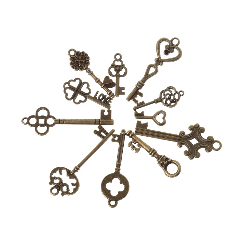 

11 Pcs Antique Vintage Old Look Skeleton Key Pendant Heart Bow Lock Steampunk