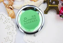 100pcs/Lot+Customized LOGO Green Crystal Compact Mirror Spring Wedding Gift Cosmetic Mirror Favors+FREE SHIPPING