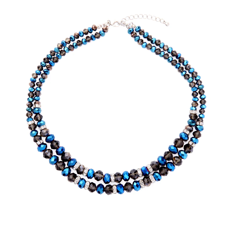 

Bulk Price 2017 New Blue & Black Glass Beads Chain Necklace Fashion Choker Necklace Women Accessories
