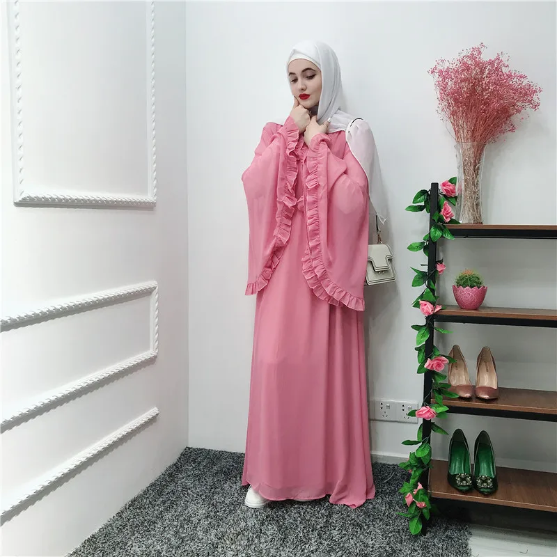 Новая мода Рамадан кафтан шифоновая абайя Турция Ислам Мусульманское Платье шифоновая абайя ислам ic платья Абая для женщин халат